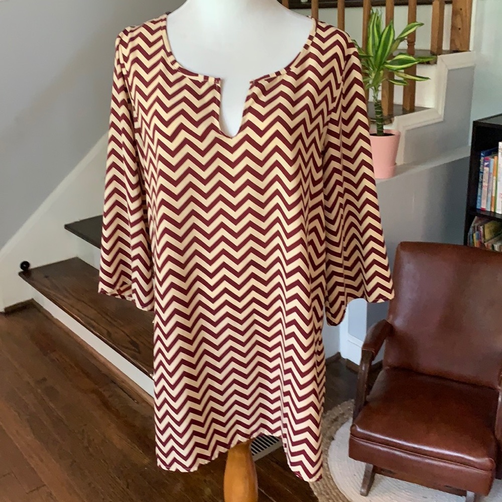 Burgundy & Cream Chevron Tunic